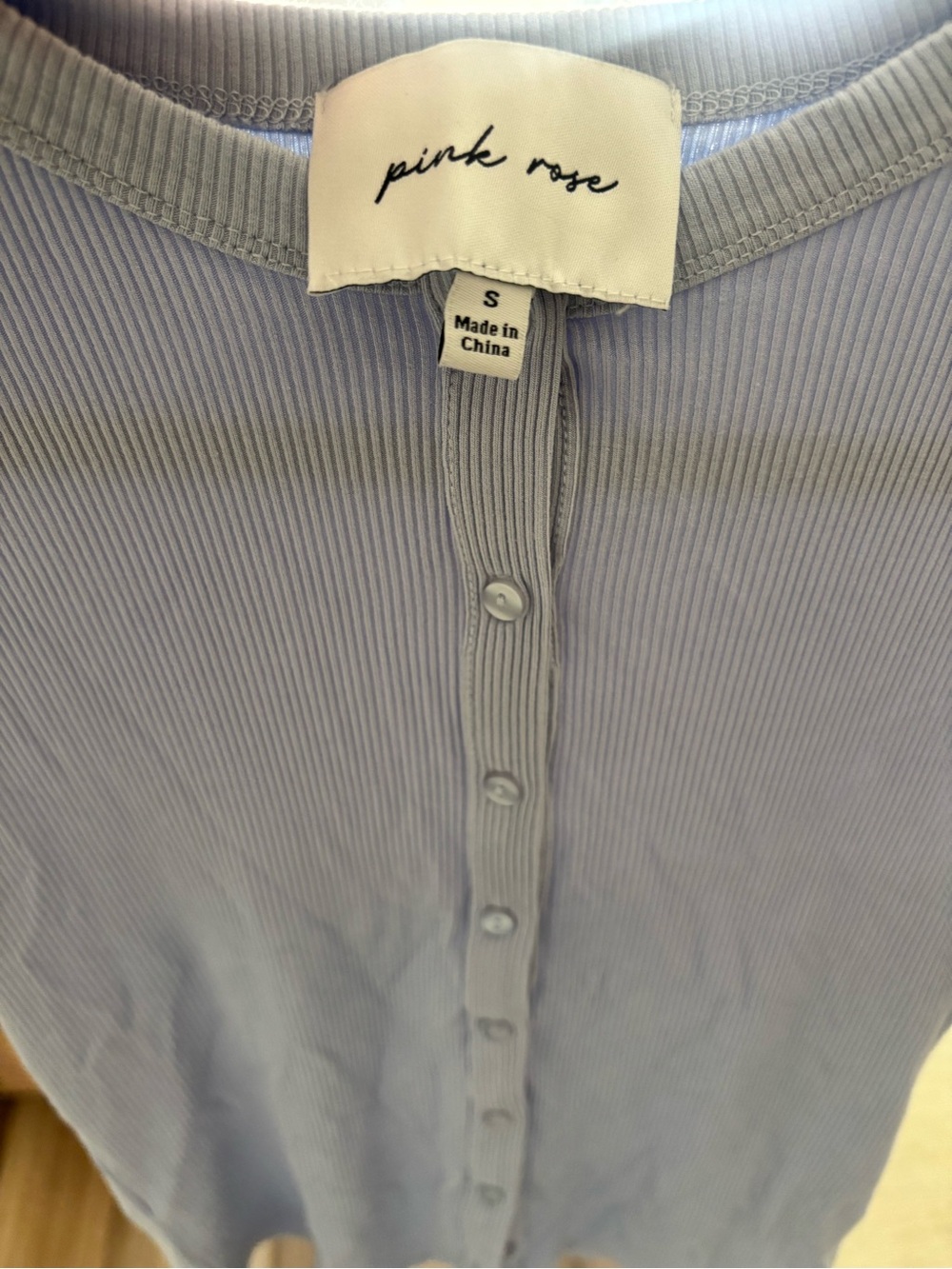 Pink Rose Light Blue Ribbed Button-Back Tank - Picture 4 of 4